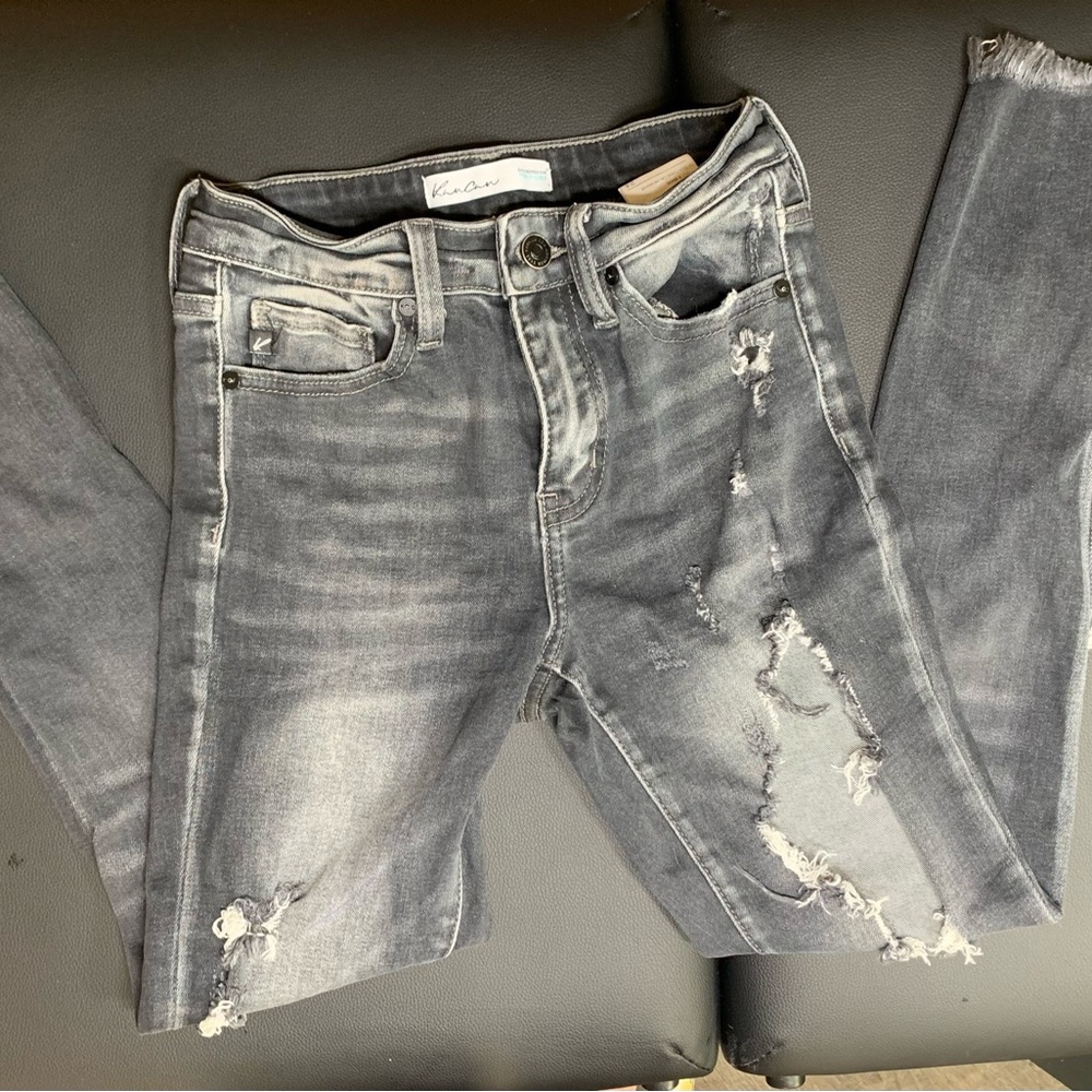 Kancan Women's Distressed Gray Jeans